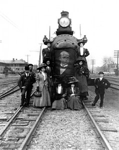 Debs poses with supporters on the campaign trail.